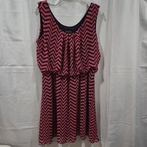 Enfocus Studio Chevron Print Dress Sheer Detail Geometric Boho Workwear Sz 14